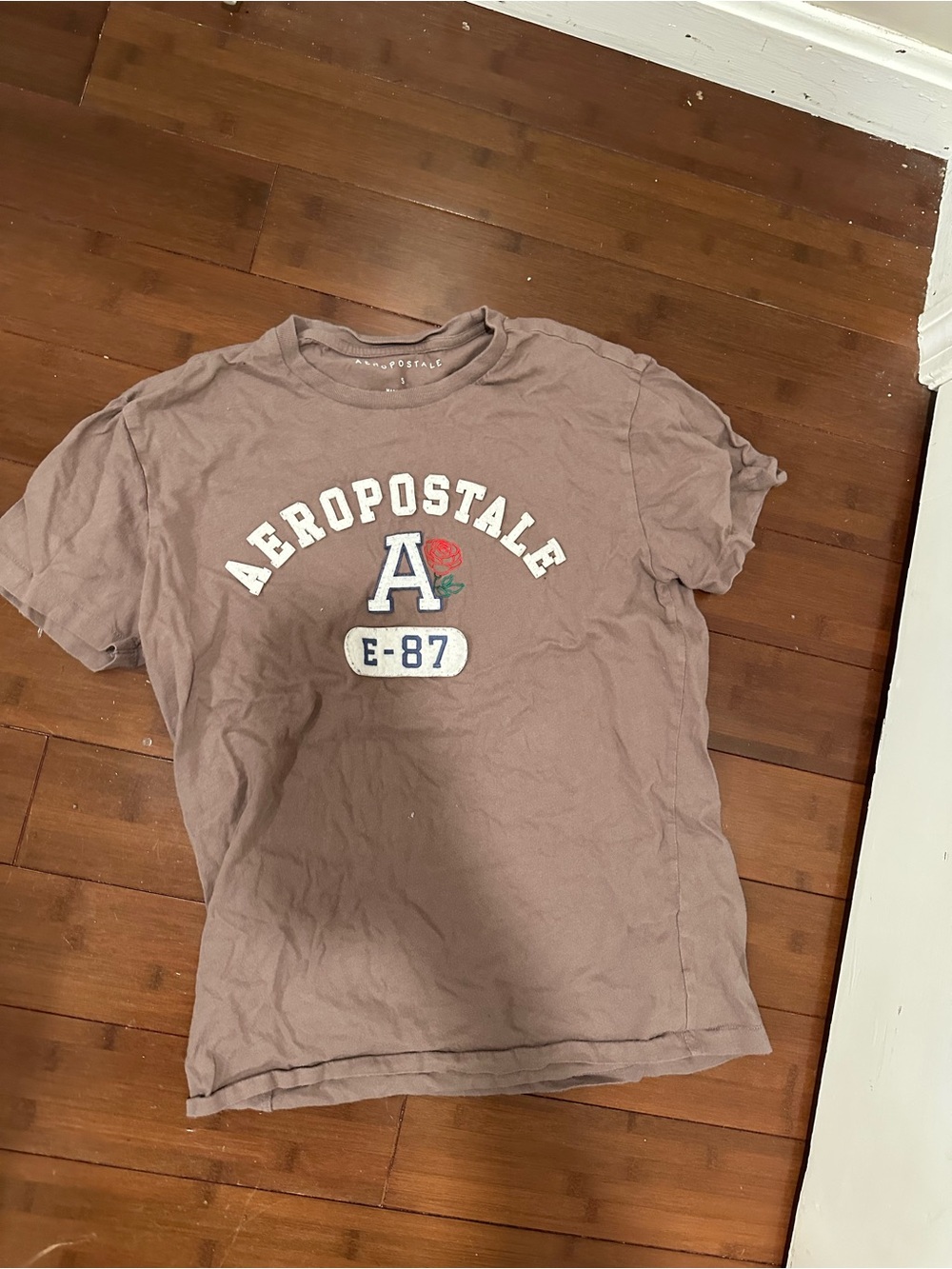 Aeropostale Men’s Logo Graphic Tee - Dusty Mauve with White Accents